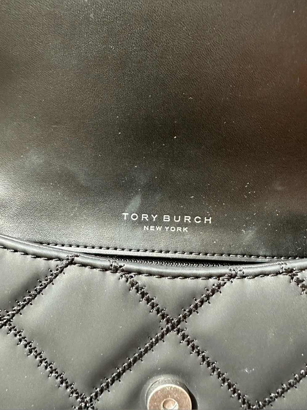 Tory Burch Black Quilted Logo Crossbody